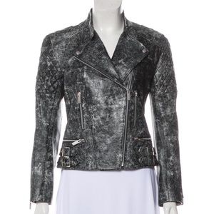 Christopher Kane leather acid wash zipped up leather jacket. 100% leather